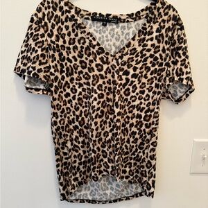Veronica Beard Animal Print Short Sleeve Top